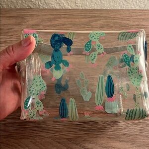 Clear Cactus Print Cosmetic Bag